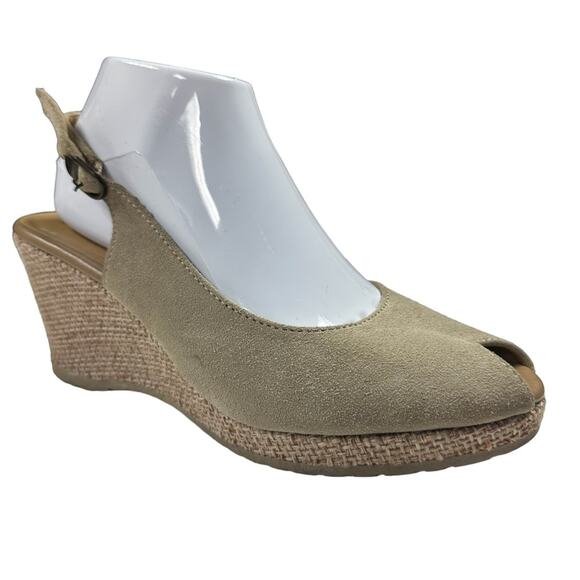 Tamaris Sandals Womens 41- US 9.5 Peep Toe Slingback Wedges - Picture 1 of 10